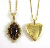 TWO YELLOW GOLD PENDANT NECKLA