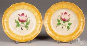 TWO YELLOW SPATTER TULIP PLATE