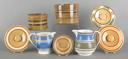 Two yelloware mocha canisters