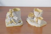 TWO YELLOWWARE SMOKING SETS. I