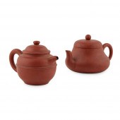 TWO YIXING STONEWARE TEAPOTS
1