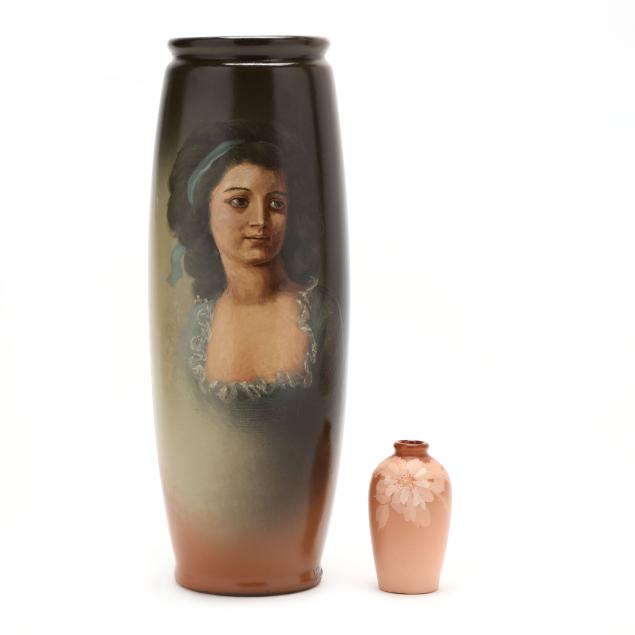 TWO ZANESVILLE LA MORO POTTERY