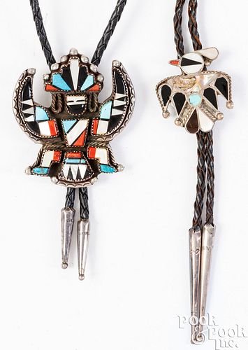 TWO ZUNI INDIAN SILVER AND
