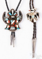 TWO ZUNI INDIAN SILVER AND HAR