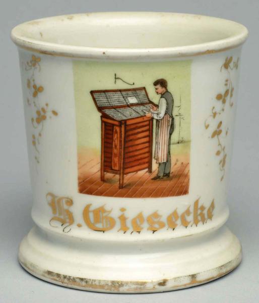 Type Setter Shaving Mug.  Gilt name