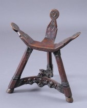 TYROLEAN CARVED WALNUT STOOL T
