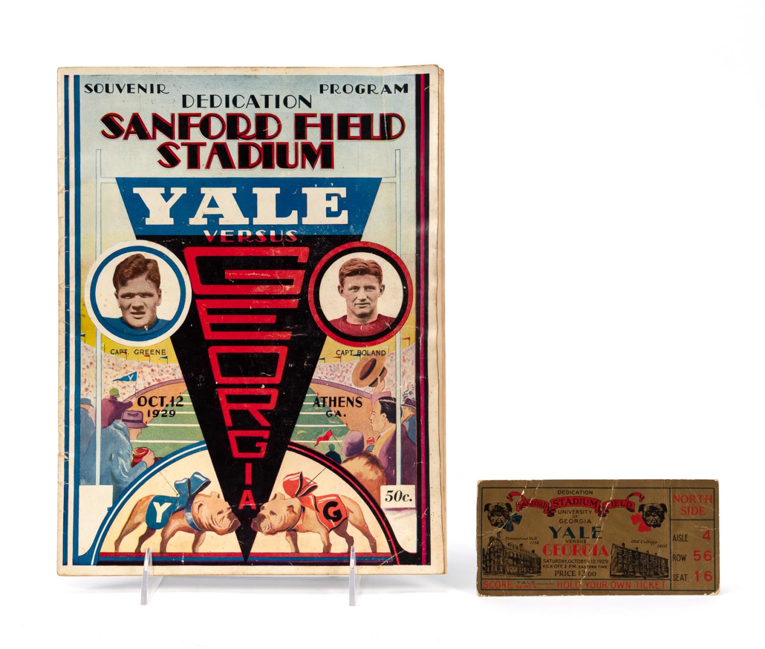 UGA VS YALE MEMORABILIA , TICKET