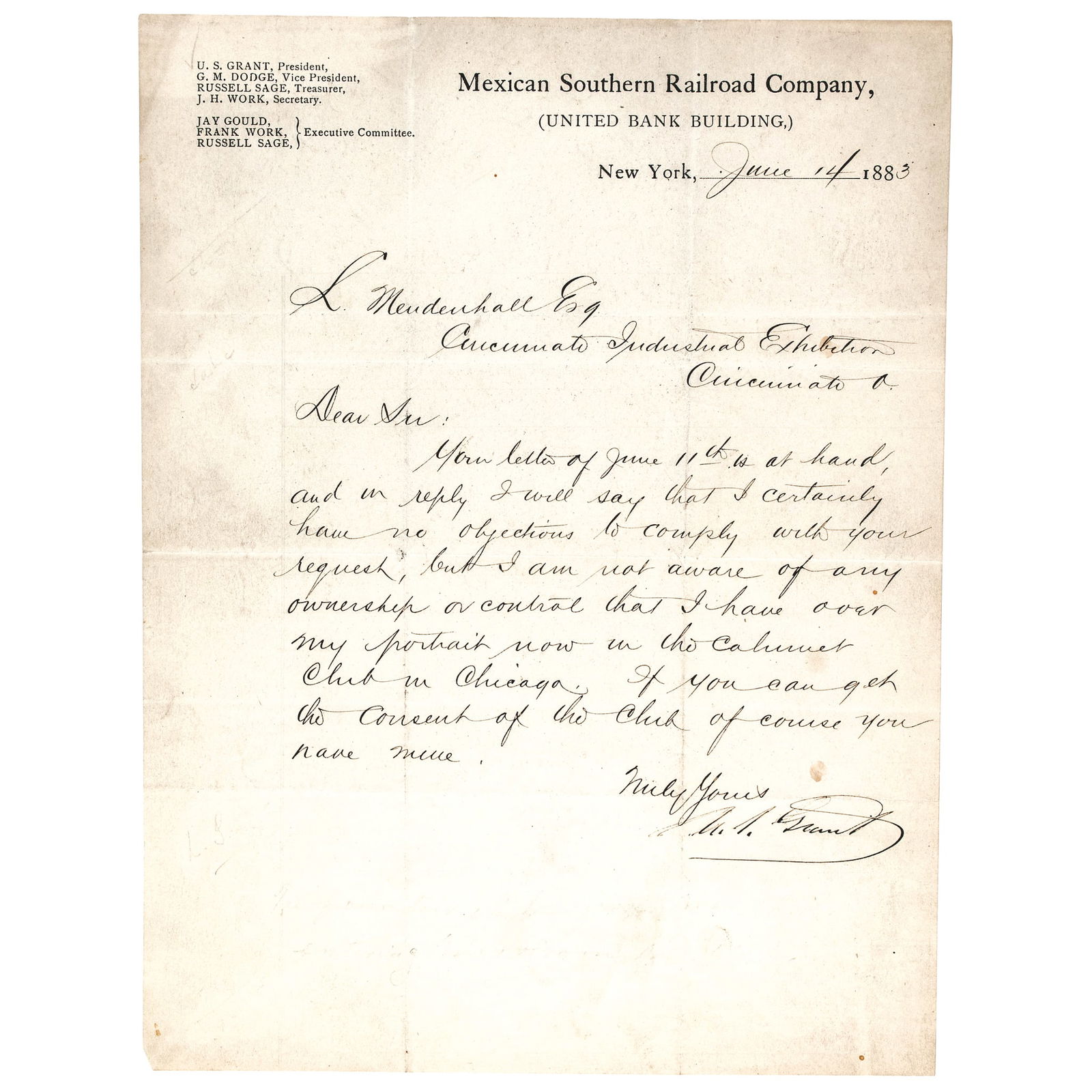 ULYSSES S. GRANT LETTER SIGNED,