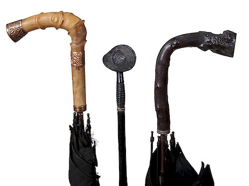 UMBRELLASUMBRELLAS, THREE ANTIQUE