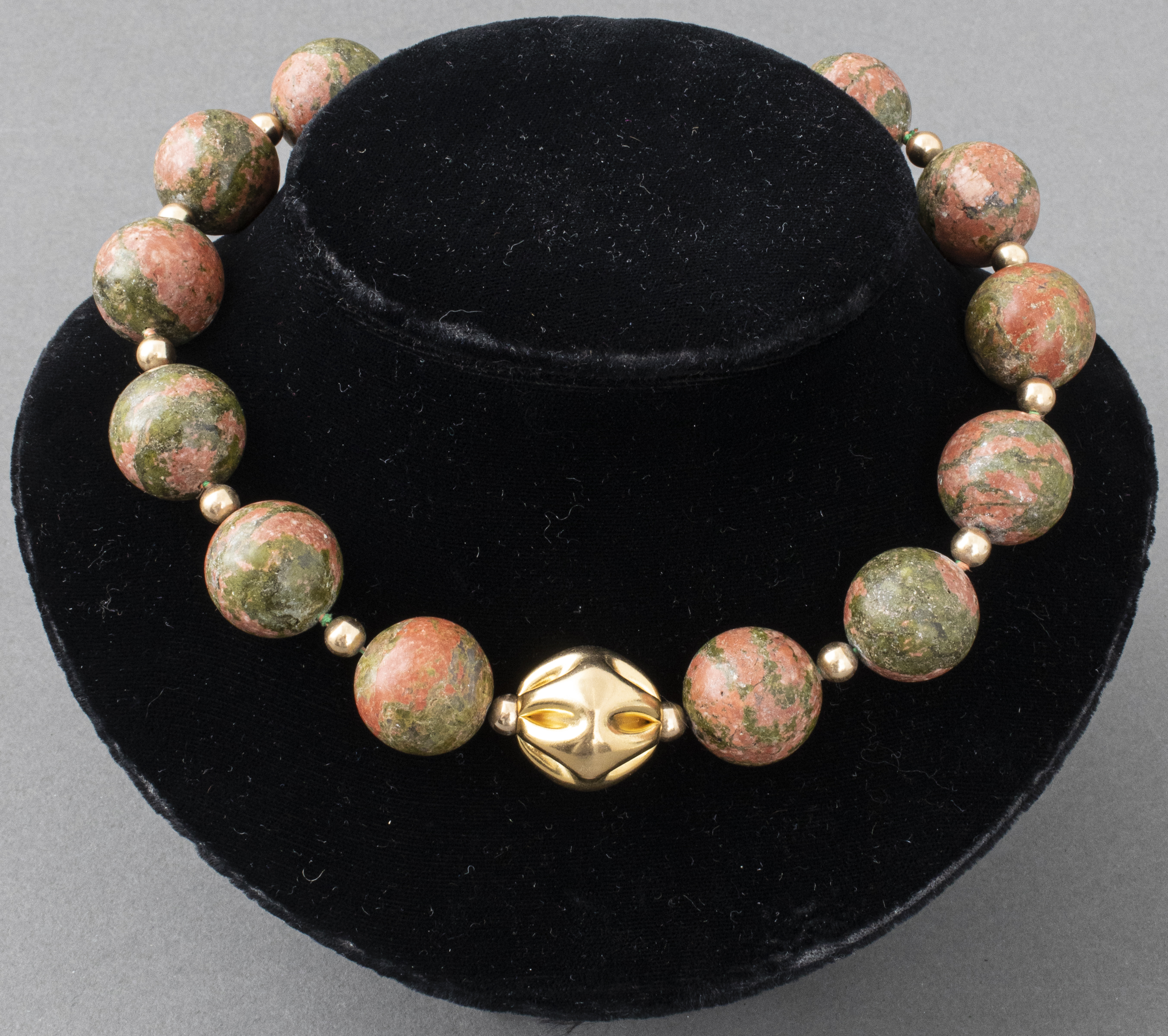 UNAKITE & GOLD-TONE BEADED COLLAR