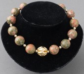UNAKITE & GOLD-TONE BEADED COL