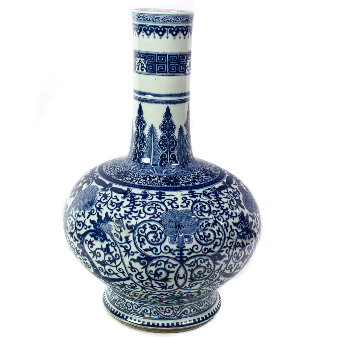 UNDERGLAZE BLUE GLOBULAR VASE