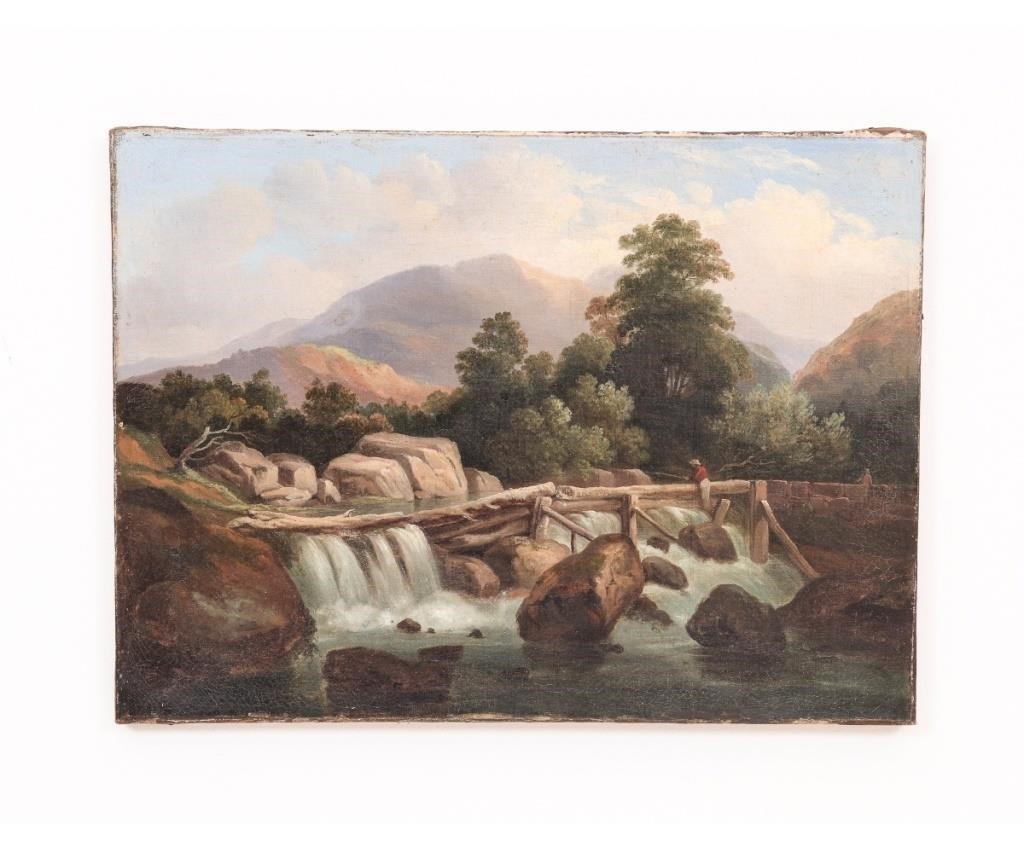 Unframed oil on canvas landscape