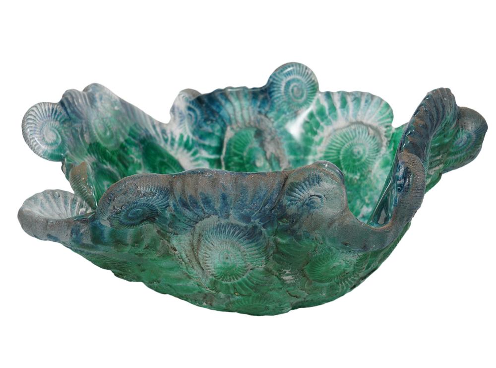 UNIQUE ART GLASS BLUE CENTERPIECE
