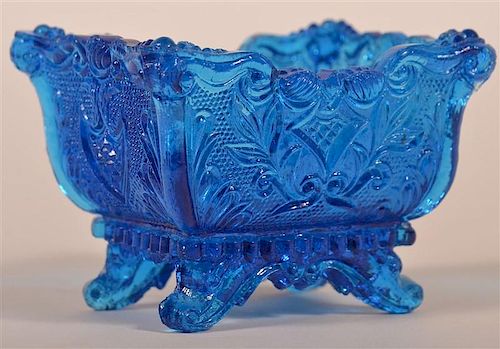 UNIQUE BLUE PRESSED GLASS