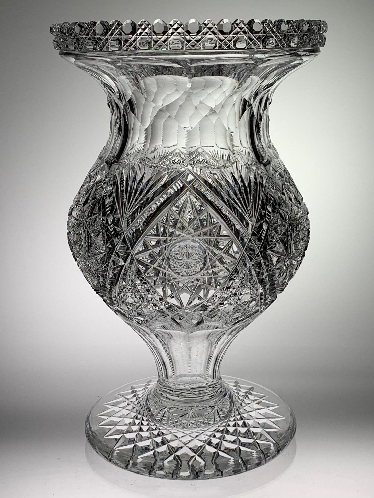 UNIQUE LARGE CUT GLASS BULBOUS