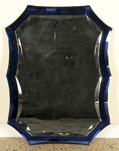 UNIQUE SHAPED ITALIAN MIRROR COBALT