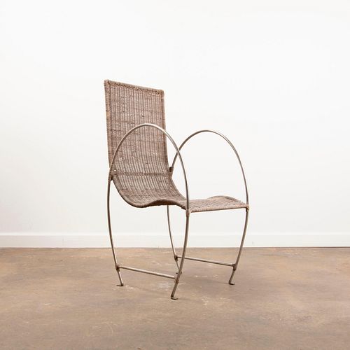 UNIQUE WICKER AND STEEL ARMCHAIRA
