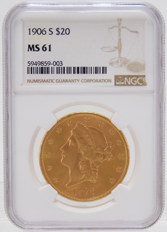 UNITED STATES 1906 S $20 GOLD