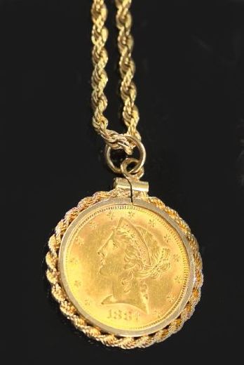 United States $5.00 Gold Piece,  on