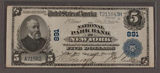 United States $5.00 National Bank