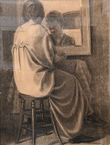 UNKNOWN ARTIST, GIRL SITTING AT