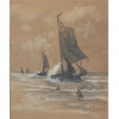UNKNOWN SAILBOATS ON TURBULENT