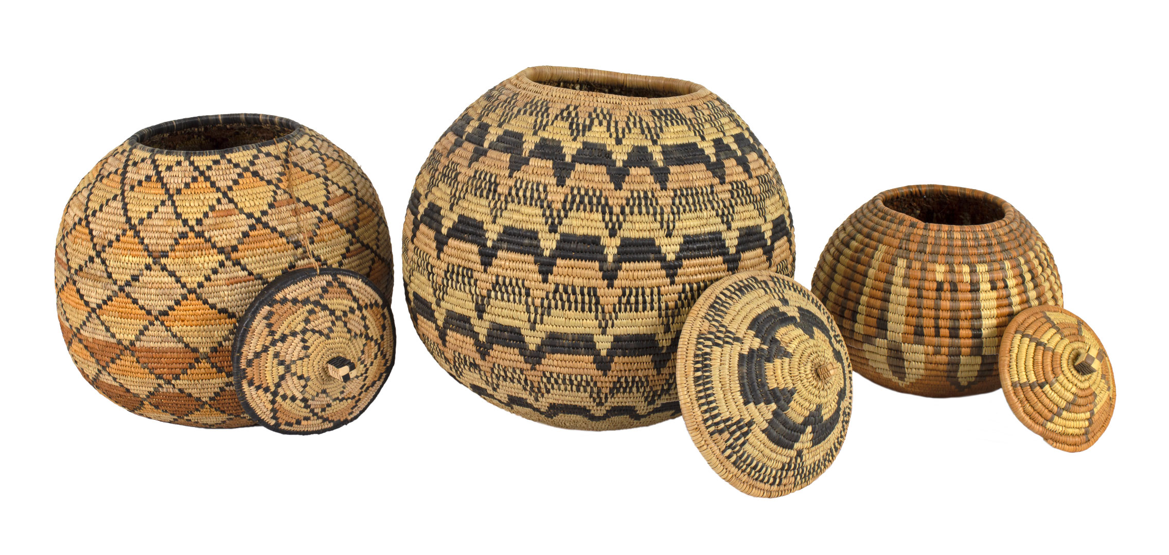 UNKNOWN , THREE LIDDED BASKETS