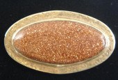 Unm 14K goldstone brooch, 1 1/
