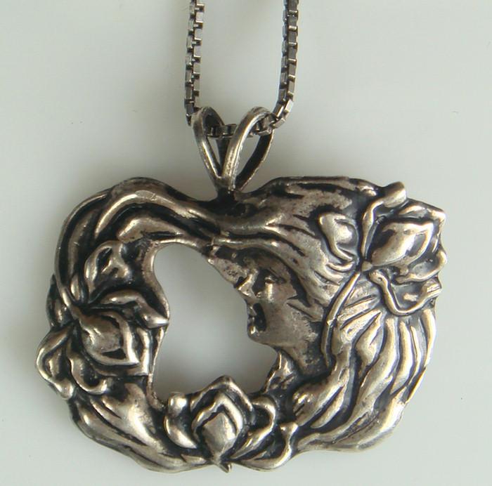 Unmarked silver art nouveau pendant
