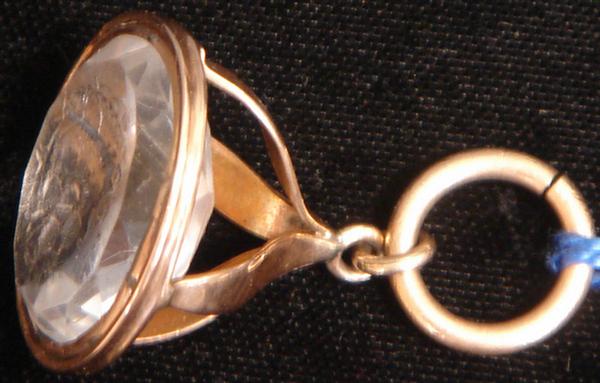 Unmarked YG watch fob set with a