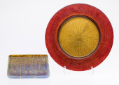 UNSIGNED ART GLASS PLATTER AND