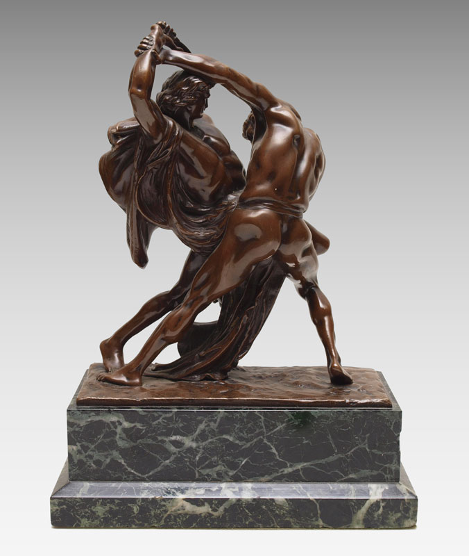 UNSIGNED BRONZE OF 2 WARRIORS