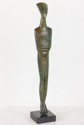 UNSIGNED, BRONZE STANDING FIGU