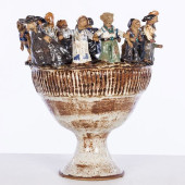 UNSIGNED CERAMIC FOLK ART BOWL