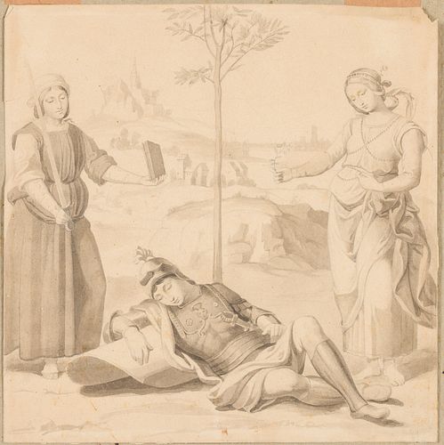 UNSIGNED, CLASSICAL FIGURES, PENCIL