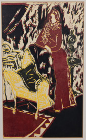 UNSIGNED COLOR LINOLEUM CUT<br