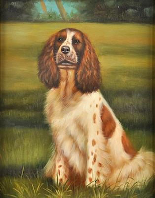 Unsigned Dog Oil Painting Depicting