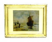 Unsigned oil on canvas  beache