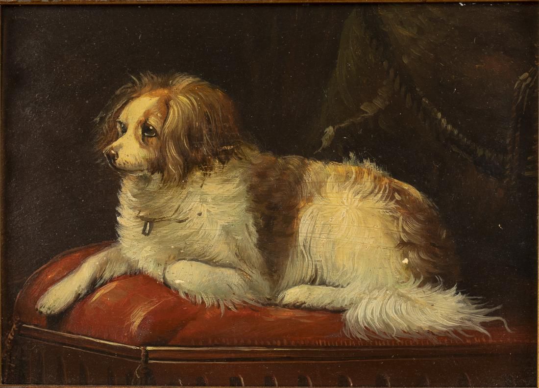UNSIGNED, PAINTING OF A DOG,