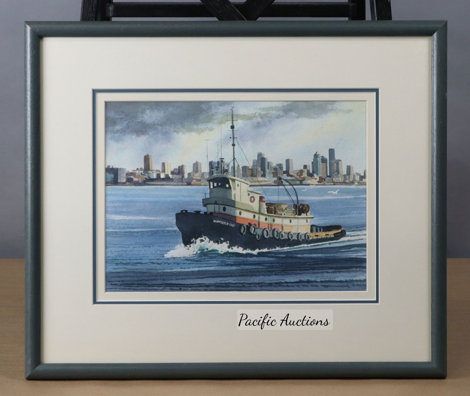 UNTITLED WATERCOLOR TUGBOAT LEAVING