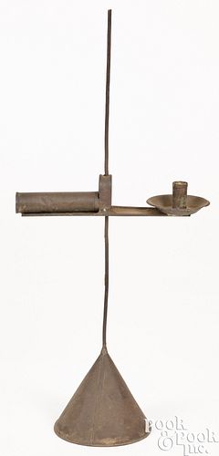 UNUSUAL ADJUSTABLE TIN CANDLESTAND,