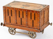 UNUSUAL BRASS AND OAK TRAIN BO