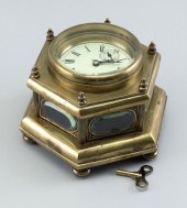 UNUSUAL BRASS TABLETOP CLOCK L