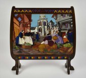 UNUSUAL BRETON PAINTED WOOD TR