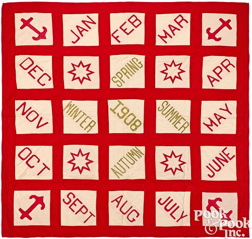 UNUSUAL CALENDAR PATCHWORK QUILT,