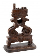 UNUSUAL CARVED MAHOGANY WATCH