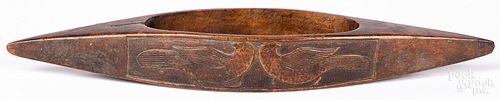 UNUSUAL CARVED SEWING SHUTTLE, 19TH