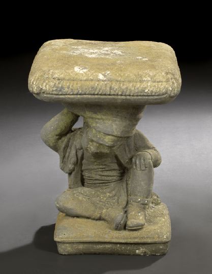 Unusual Cast-Stone Garden Stool, 