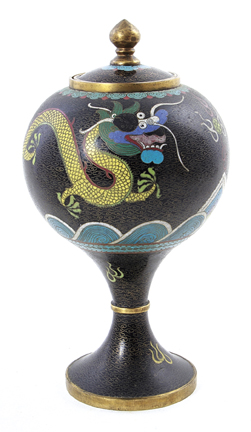 Unusual Chinese cloisonne covered